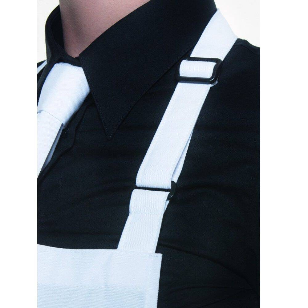 Tablier imperméable Basic à bretelles avec boucle 72 x 86 cm blanc | KARLOWSKY BLS 7-3-pce