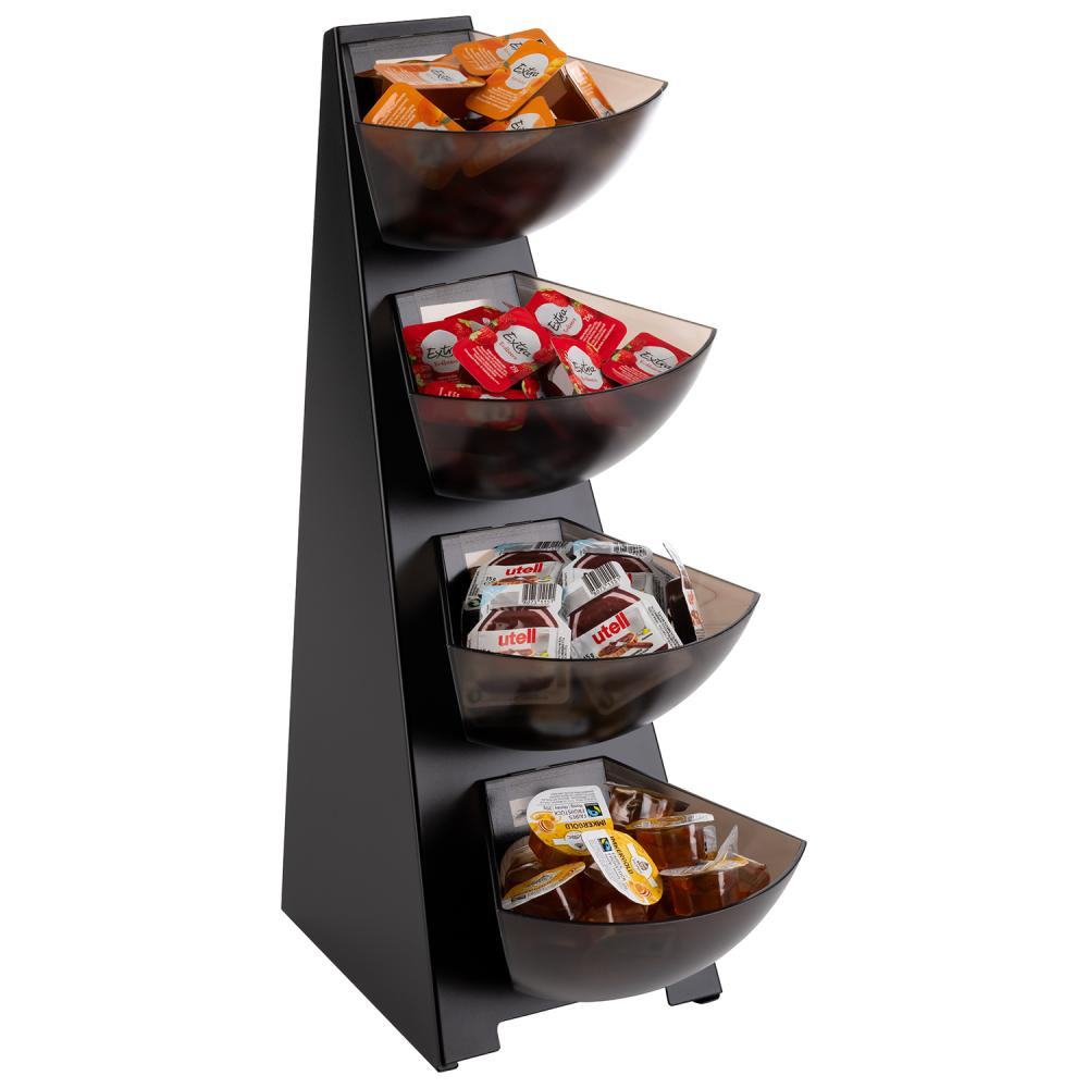 Présentoir de buffet à quatre niveaux MULTITRACK, noir, 33x19,5x53 cm | APS 11414