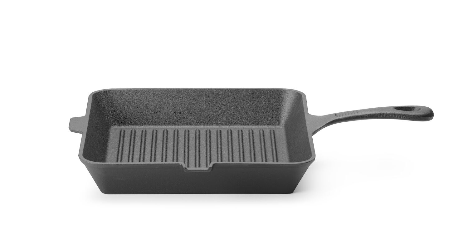 Poêle carrée en fonte pour griller, 26,5 x 26,5 cm | HENDI 629369