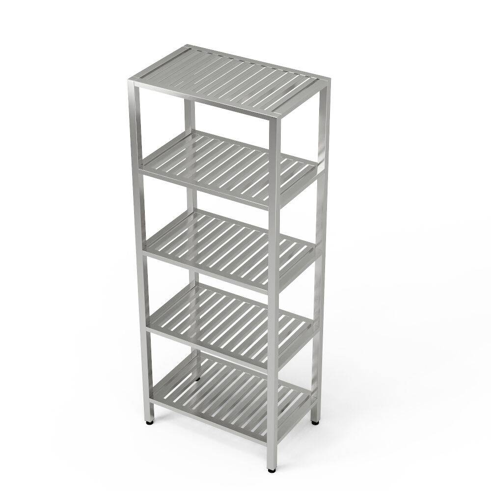 Étagère inox à 5 niveaux en caillebotis 60x40x180 cm | FORGAST