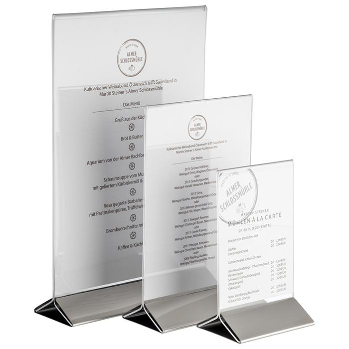 Porte-menu format A6, 2 pièces, 10,5x7x17 cm | APS 71521