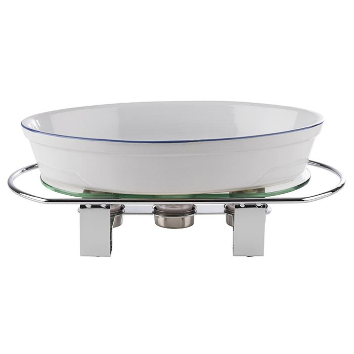 Chauffe-plat de table à bougies chauffe-plat, métal chromé, verre | APS 35065