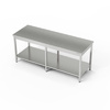 Table de travail centrale en acier inoxydable avec étagère 220x80x85 cm | FORGAST