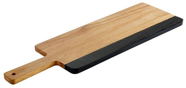 Planche de service ROCKWOOD, avec bande en ardoise, marron, 56x18x1.5 cm | APS 869