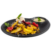 Assiette NERO avec coupelle pour dips, noir, 30x25x2.5 cm | APS 85075