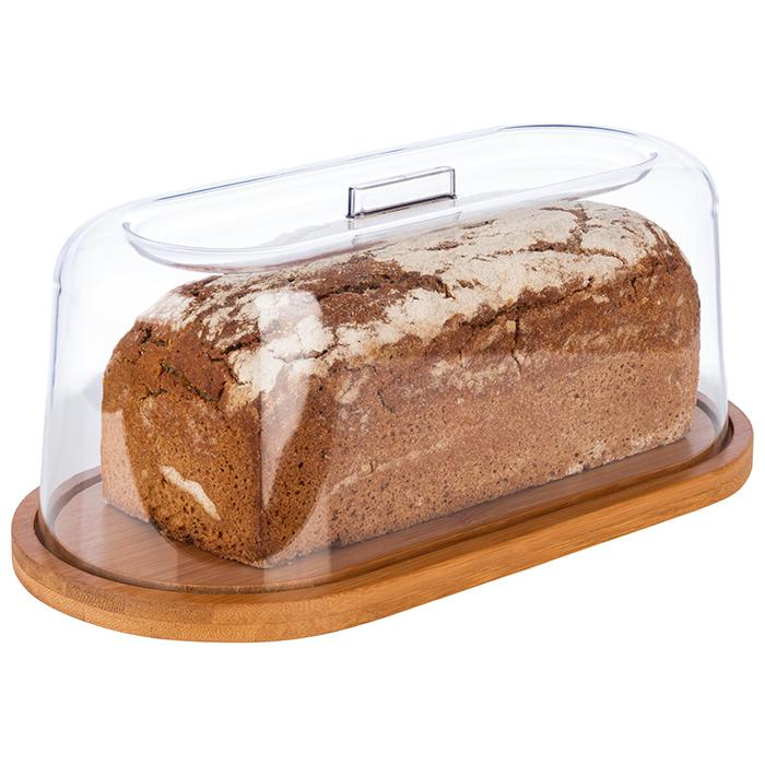 Plateau en bambou avec couvercle en SAN, 28x14x11.5 cm | APS 826