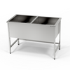 Bac inox 2 compartiments (prof. 40 cm) 180x60x85 cm | FORGAST